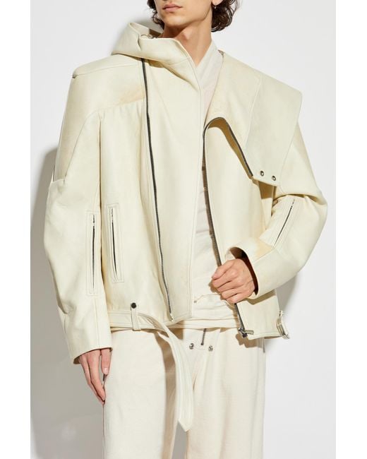 Rick Owens Natural Leather Jacket Stooges for men