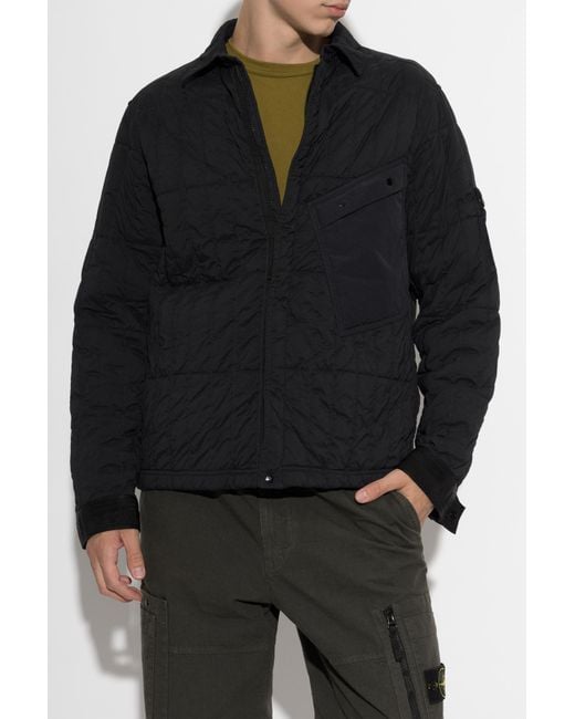 Stone Island Black Jacket With Logo Patch for men