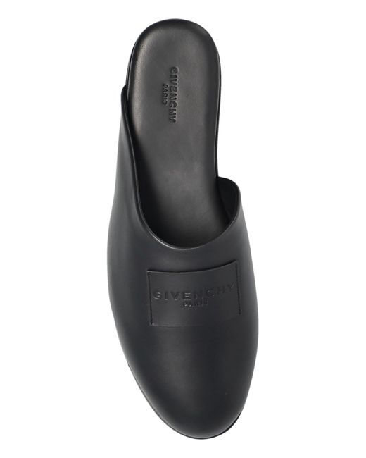 Givenchy Black Leather Slides With Logo
