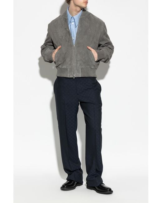 Etro Blue Wool Trousers With Decorative Pattern for men