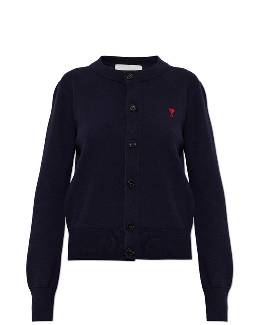 AMI Blue Wool Cardigan