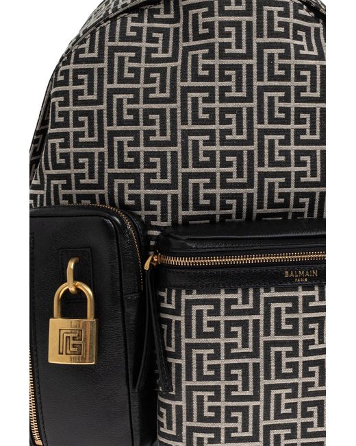 Balmain Black 'Pulse' Backpack With Monogram for men