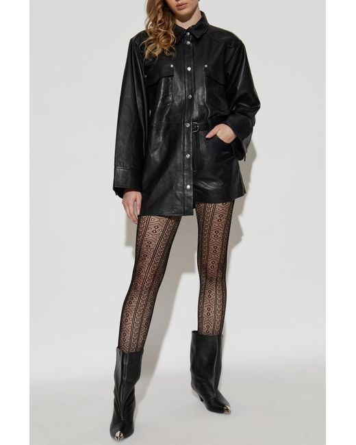 Gestuz Black Leather Shirt 'Gzmarlie'