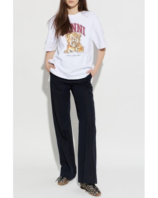 Ganni White T-Shirt With Logo