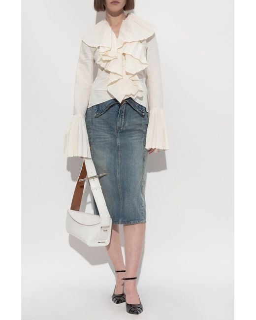 Alexander McQueen White Top With Pleated Ruffles