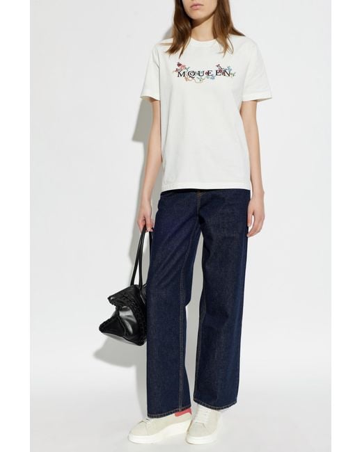 McQueen White T-Shirt With Logo