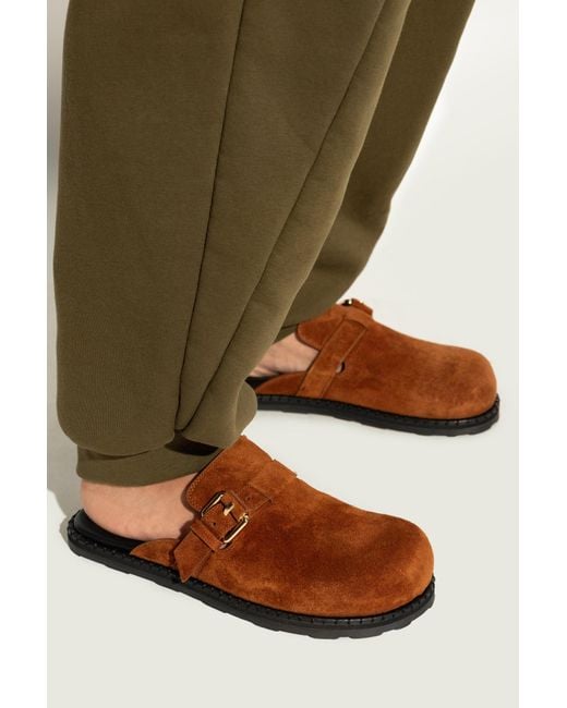 Moschino Brown Suede Slides