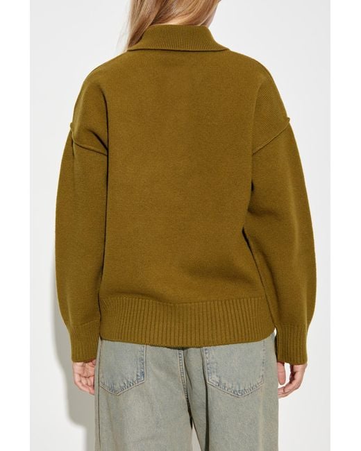 AMI Green Wool Polo