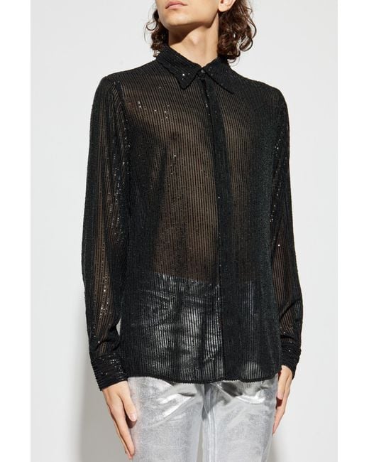 DSquared² Black Sequin Transparent Shirt for men