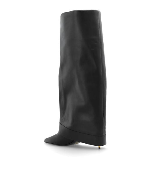 Balmain Black Leather Heeled Boots