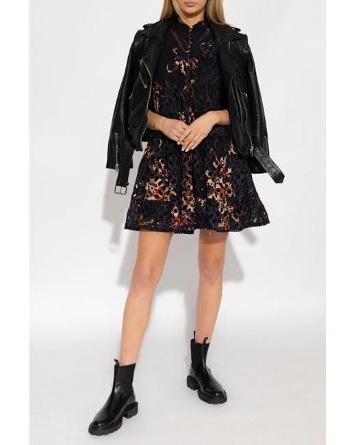 AllSaints Black 'tila' Dress With Floral Motif