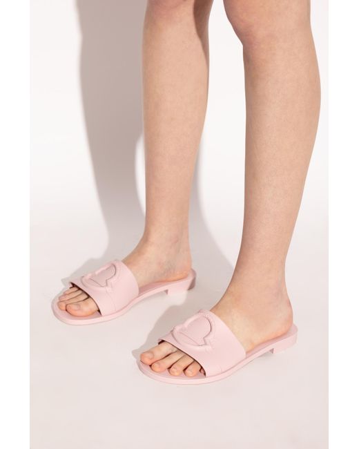 Moncler Pink Slides With Logo