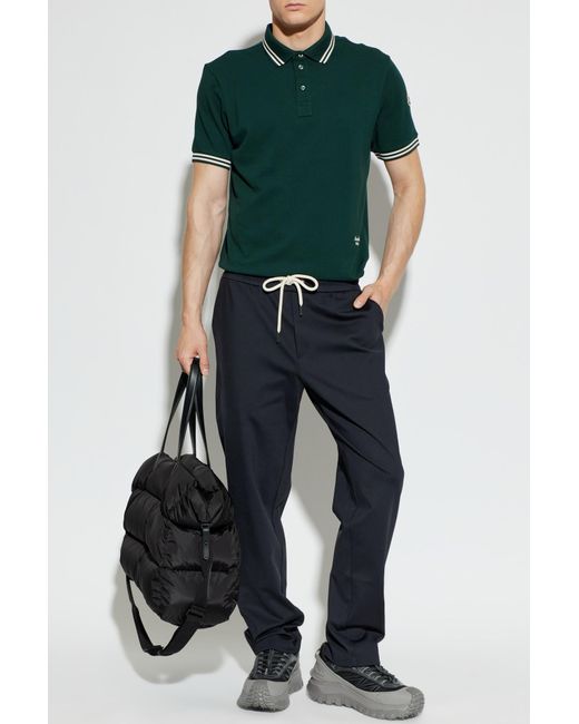 Moncler Green Polo With Embroidered Logo for men