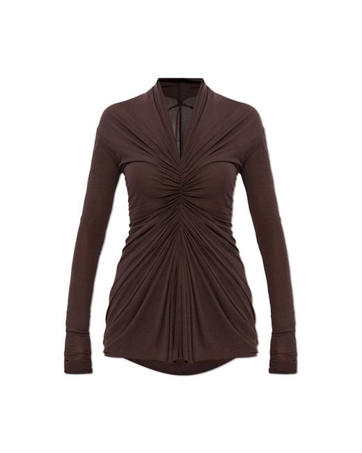 Rick Owens Brown Top With A Decorative Neckline