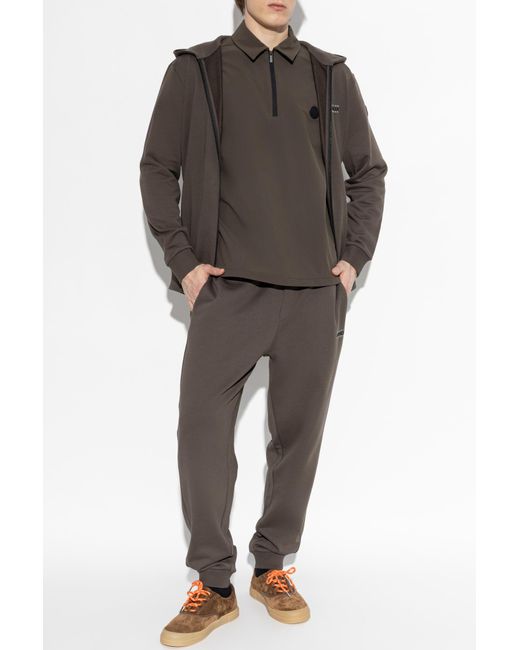 Moncler Gray Polo With Logo Patch for men