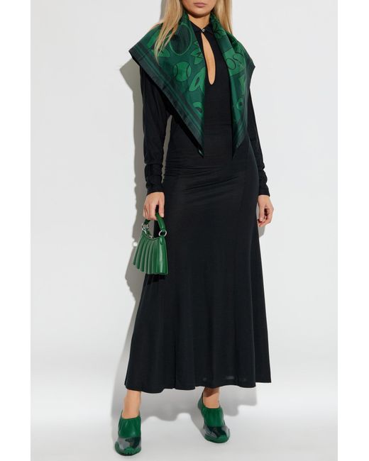 LACOSTE RUNWAY Black Silk Dress With Logo Patch