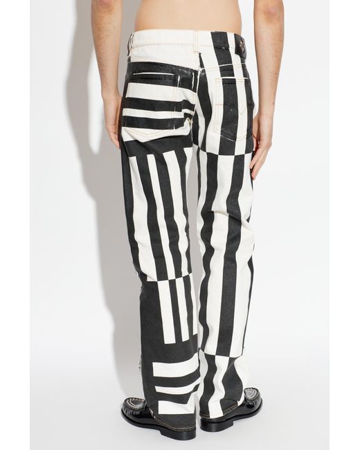 Versace Red Jeans With Stripe Pattern for men