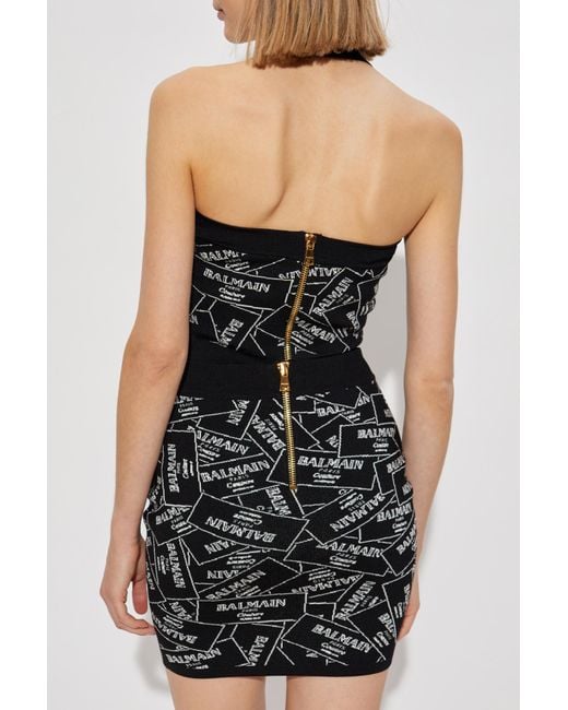Balmain Black Short Off-Shoulder Top