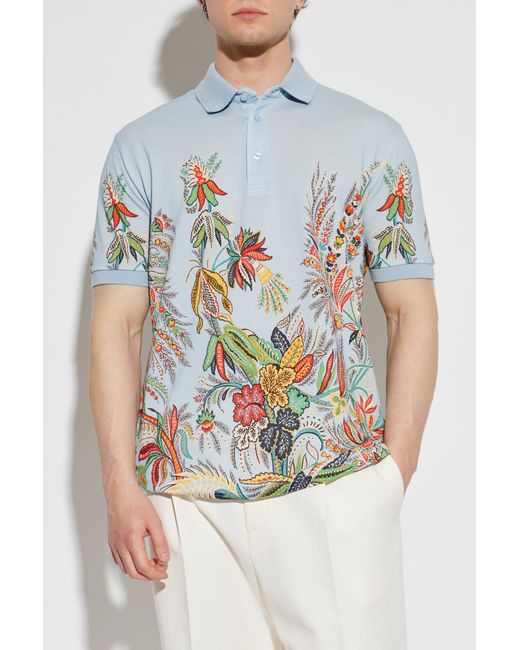 Etro Blue Patterned Polo for men