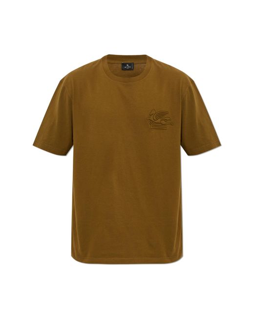 Etro Green T-Shirt With Embossed Logo for men