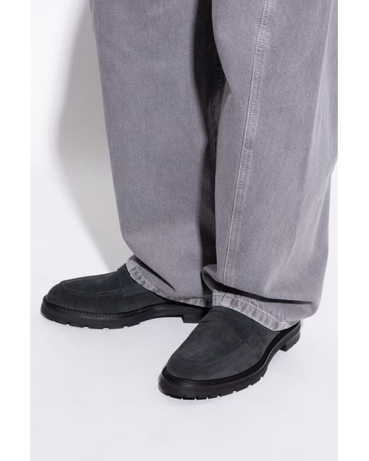 Eleventy Black Suede Loafers for men