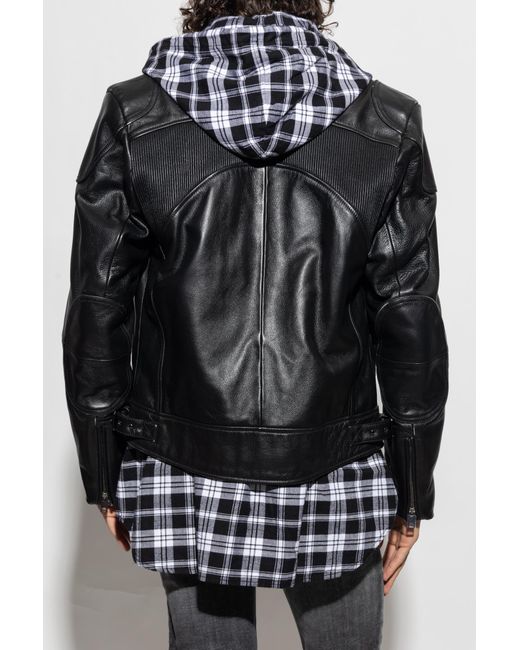 DIESEL Black ‘L-Hein’ Leather Jacket for men