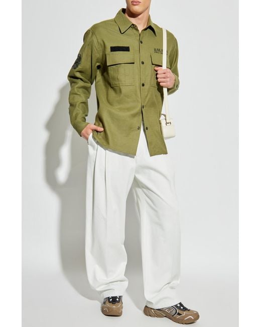 Balmain Green Shirt With Logo for men