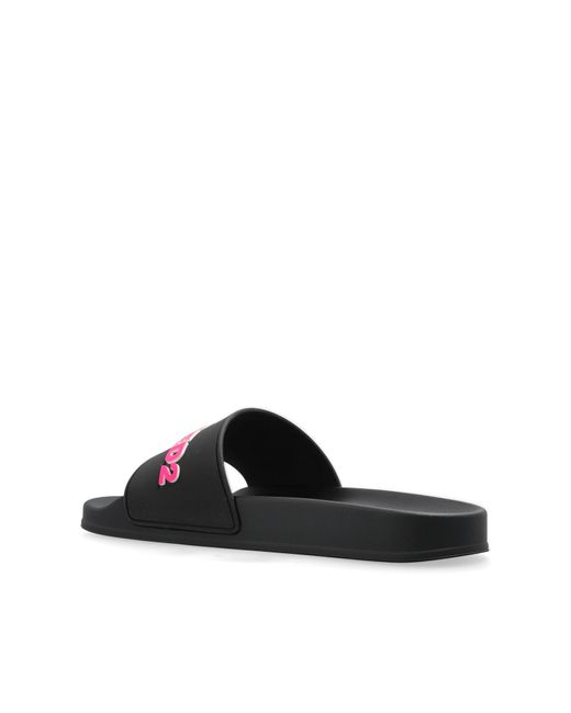 DSquared² Black Rubber Slides With Logo