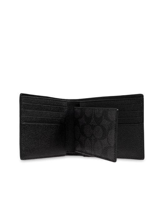 COACH Black Folded Wallet With Monogram for men