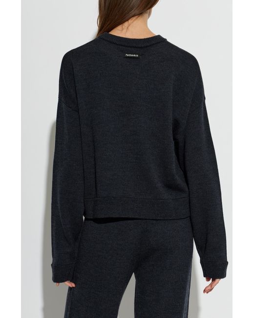 Rethinkit Studios Black Wool Crew Neck Sweater