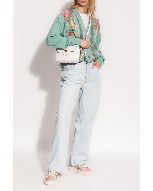 Versace Green Cardigan Made Of Combined Fabrics