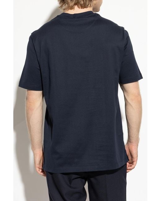 Brioni Blue T-Shirt With Patch for men