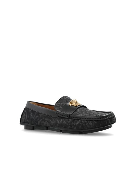 Versace Black Loafers With 'Barocco' Pattern for men