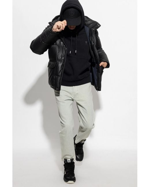 Yves Salomon Leather Down Jacket in Black for Men | Lyst