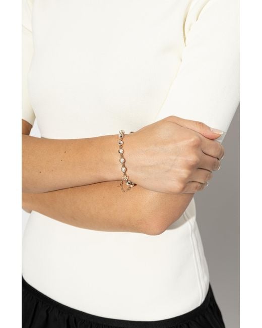 Tory Burch White Bracelet With Glass Pearls