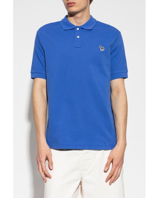 Paul Smith Blue Polo With Patch for men