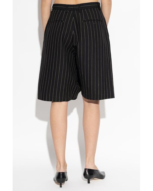 R13 Black Shorts With A Striped Pattern