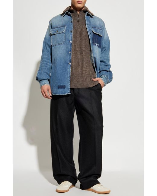 Maison Margiela Brown Sweater With A Zip-Up Collar for men