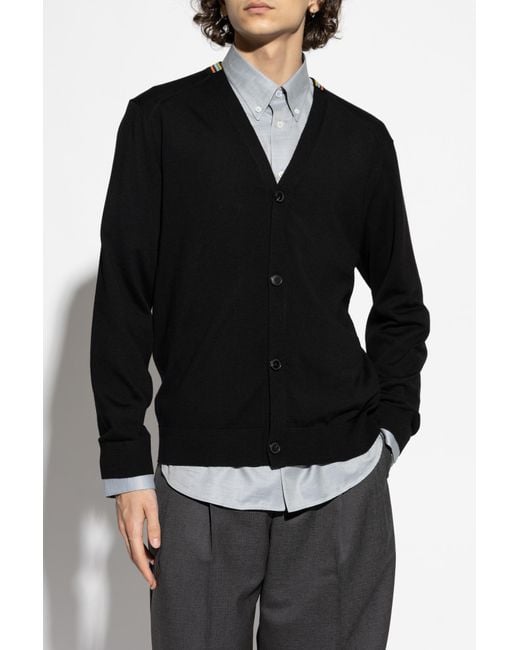 Paul Smith Black Wool Cardigan for men