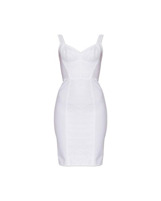 Dolce & Gabbana White Dress With Lace Insert