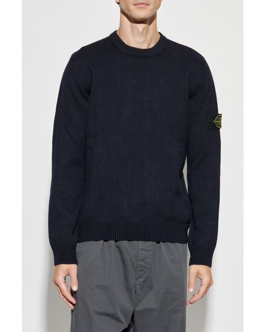 Stone Island Blue Jacket With Logo Patch for men