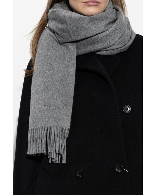 Max Mara Gray Cashmere Scarf "Baci"