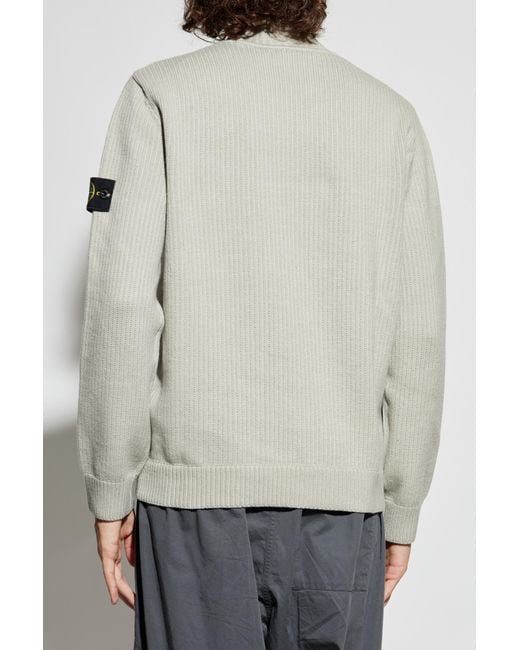 Stone Island White Turtleneck With Logo, for men