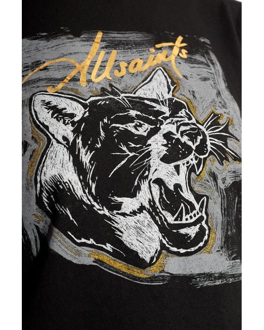 AllSaints Black 'anna' Printed T-shirt,