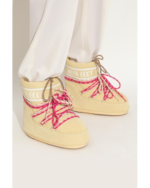 Moon Boot Pink 'Icon Low Suede' Snow Boots