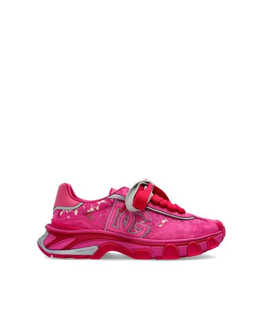Dolce & Gabbana Pink Sports Shoes With Lace Inserts