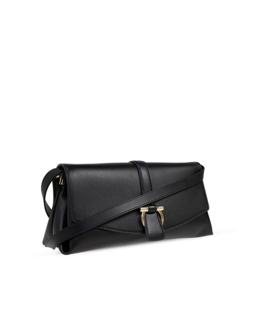 Ferragamo Black Rectangular Leather Shoulder Bag