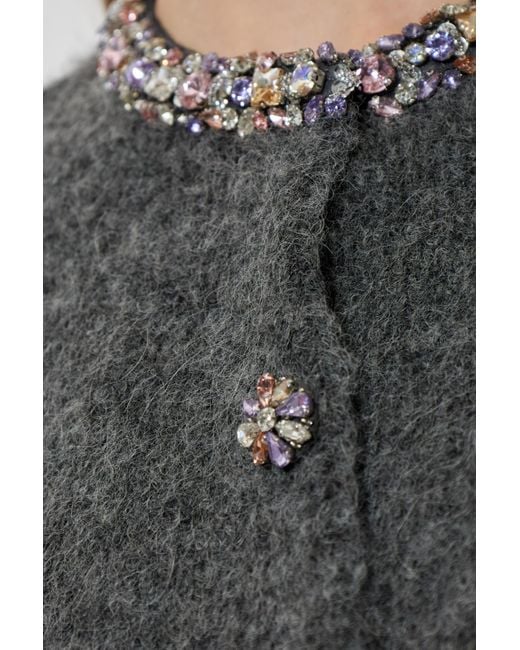 Self-Portrait Black Cardigan With Shimmering Crystals