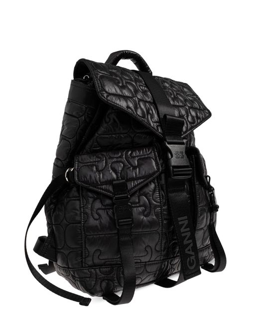 Ganni Black Quilted Backpack