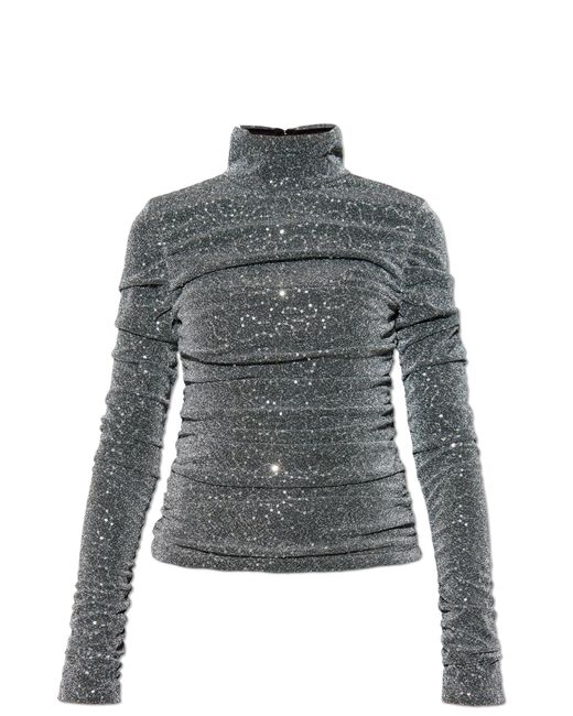 Dolce & Gabbana Gray Top With Lurex Thread And Sequins